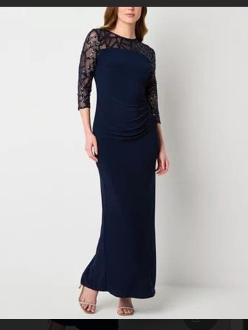 NWT size 6
Brianna Milay Womens Embellished 3/4 Sleeve Evening Gow